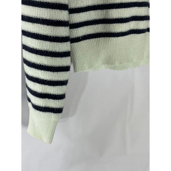 UNBRANDED Women's White-Black Striped Knit Button-Detail Wool-Blend Sweater SZXL - Picture 6 of 9